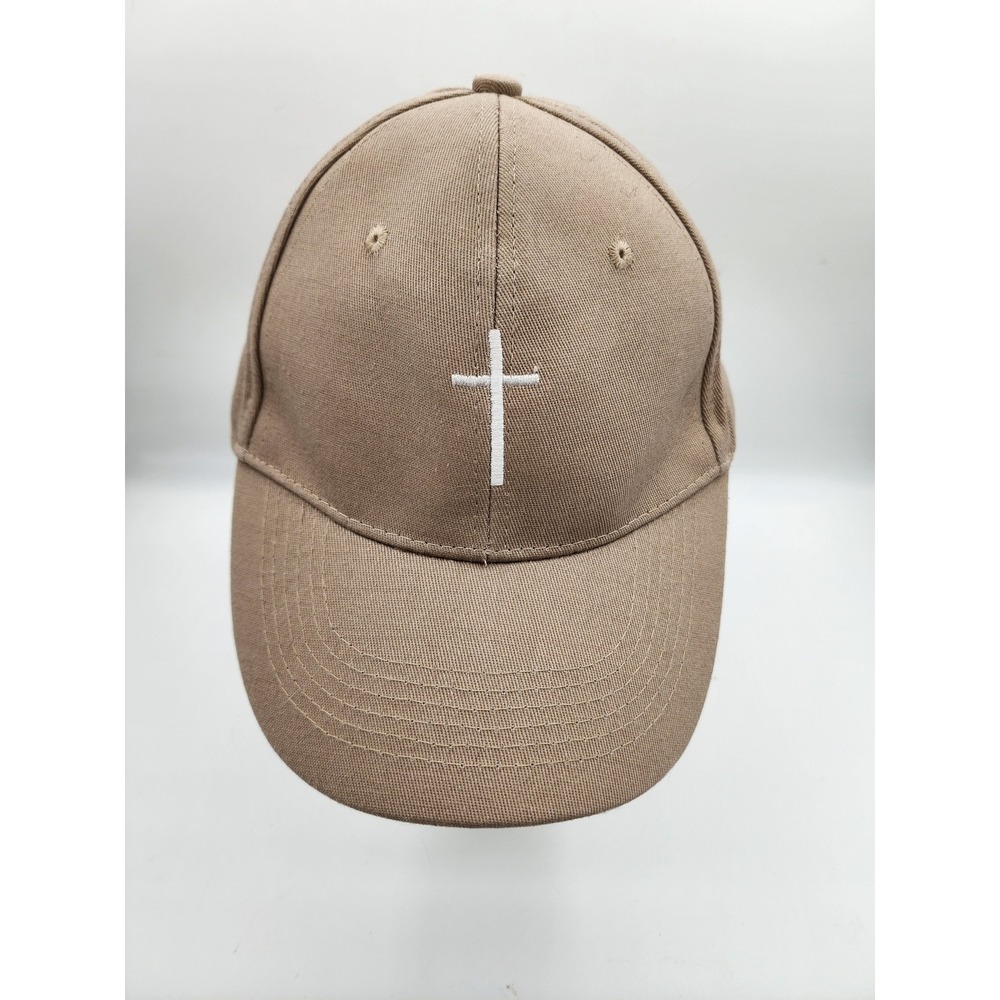 XD Tan Cotton Cross Embroidered Baseball Cap Hat Size OS